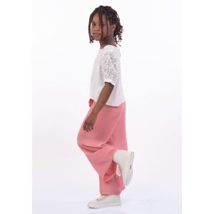 ALICE PI Pantalone palazzo in gerogette rosa con cintura